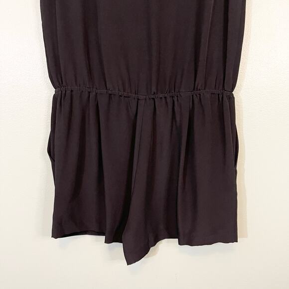 Rebecca Minkoff Romper 10 Black Mara Jumpsuit Short Silk Sleeveless V-Neck NWT - Picture 9 of 11